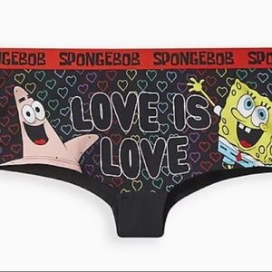 🔥SALE🔥 TORRID SPONGEBOB BOYSHORT PANTY - COTTON LOVE RAINBOW BLACK size 1